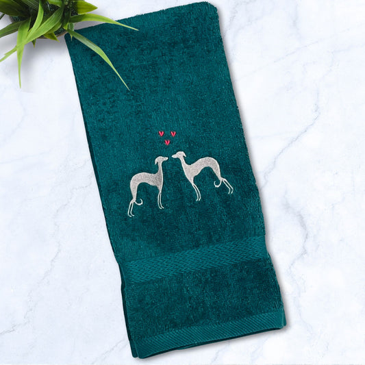 Snoot To Snoot Iggy Greyhound Whippet Hunter Green Hand Towel