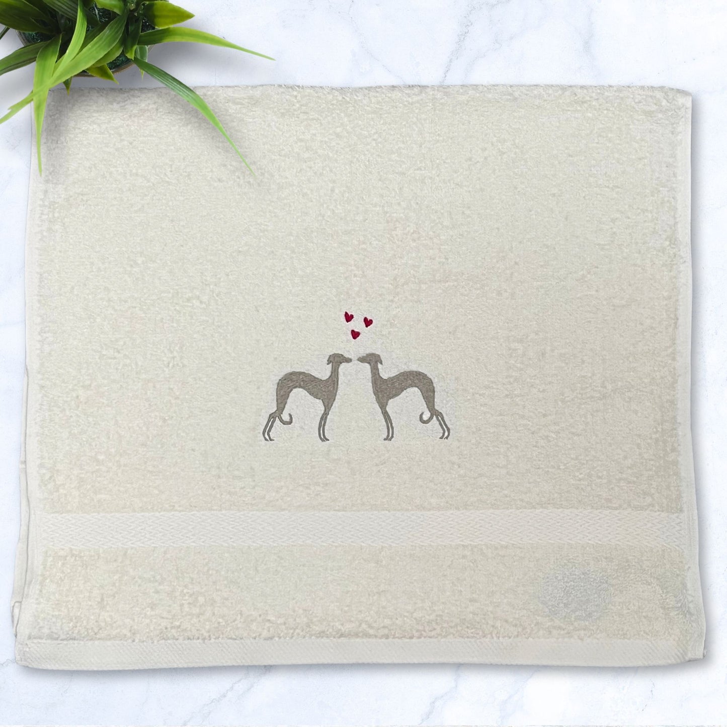 Snoot To Snoot Iggy Greyhound Whippet Beige Hand Towel