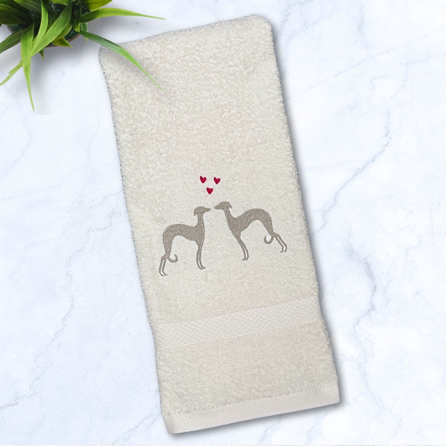 Snoot To Snoot Iggy Greyhound Whippet Beige Hand Towel