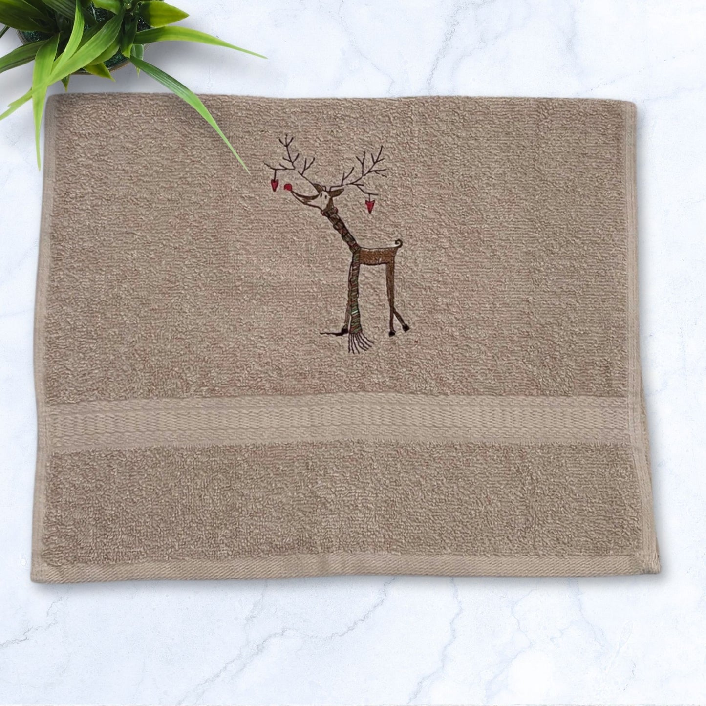 Grey-ndeer Reindeer Tan Hand Towel