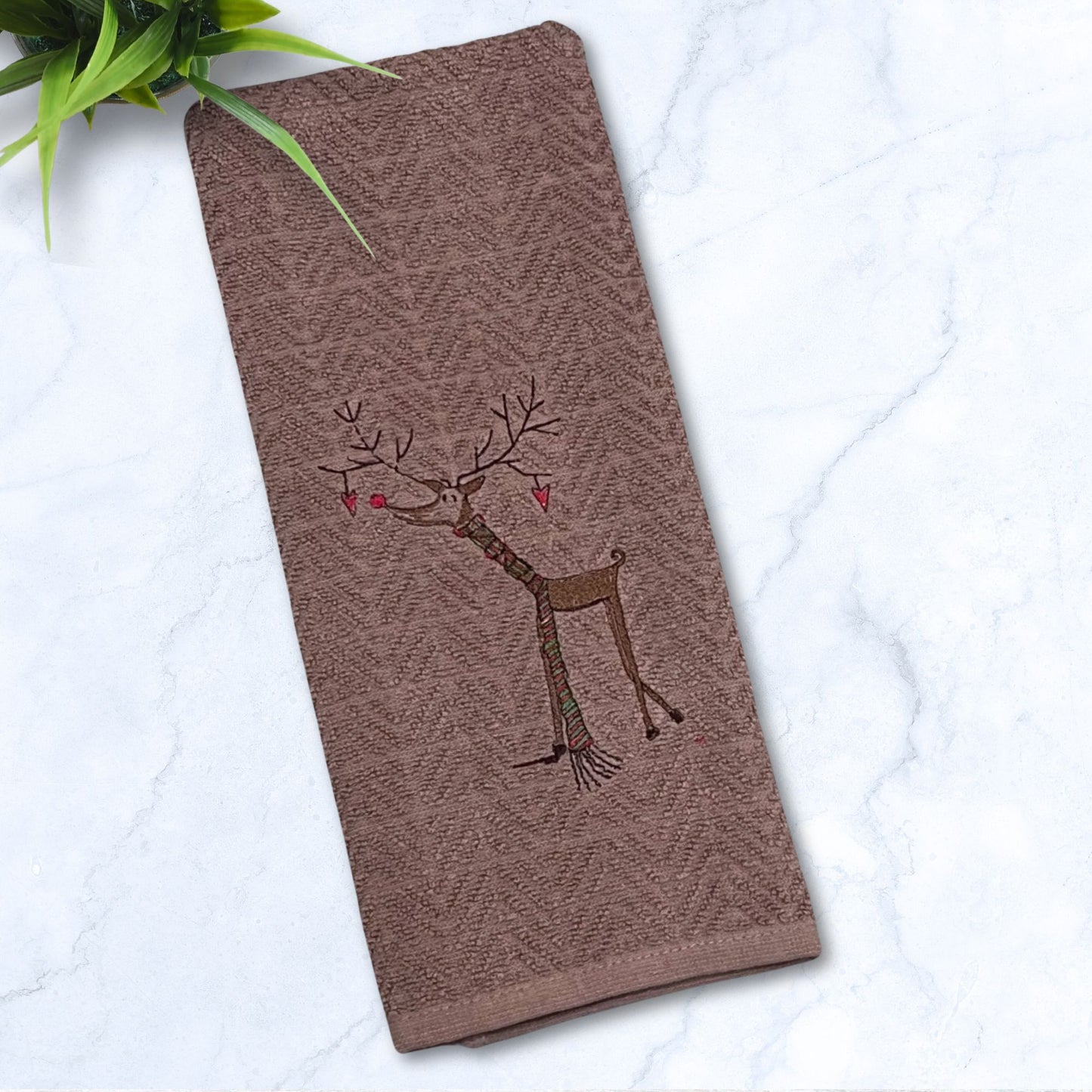 Grey-ndeer Reindeer Mocha Kitchen Towel