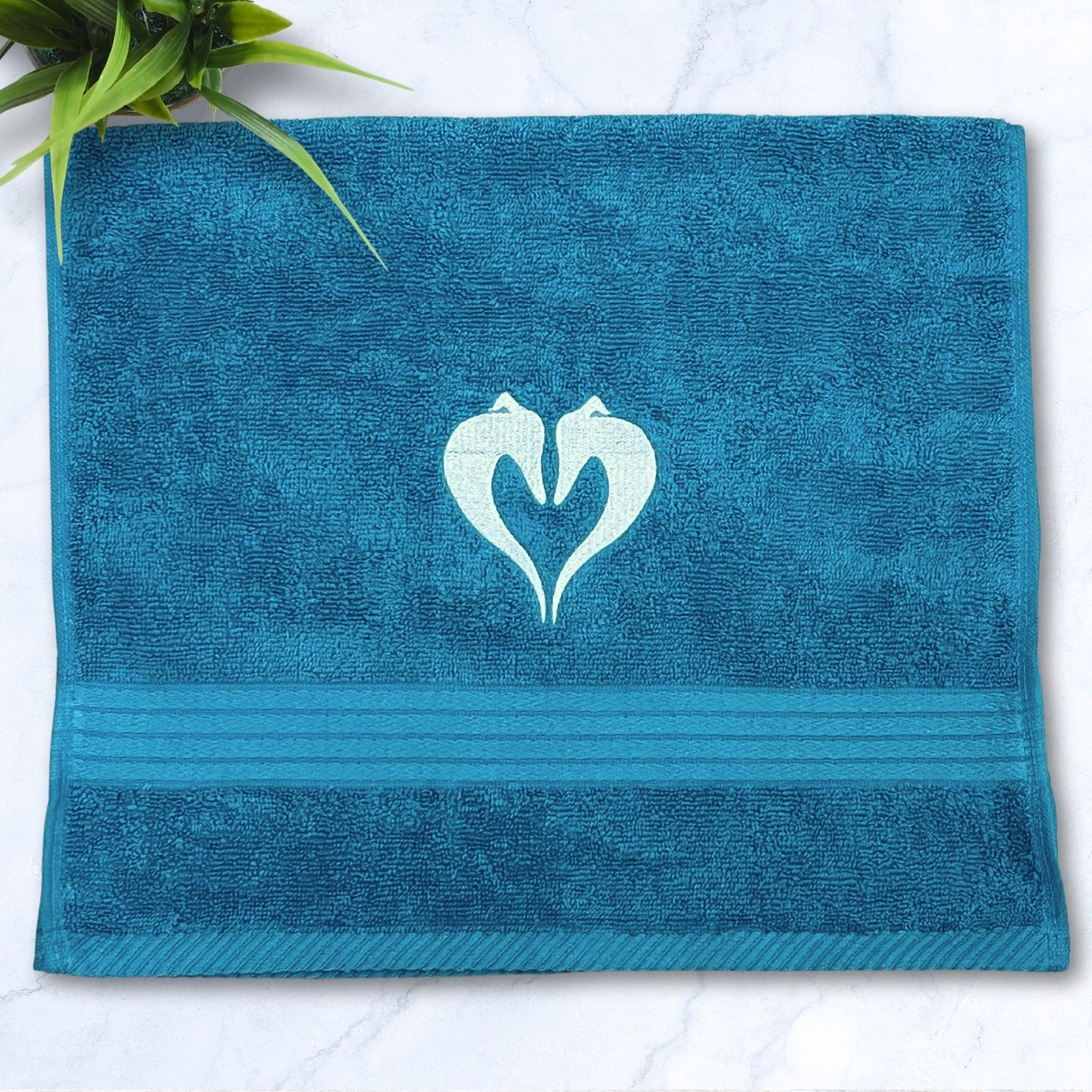 Heart Hounds Iggy Whippet Greyhound Teal Hand Towel