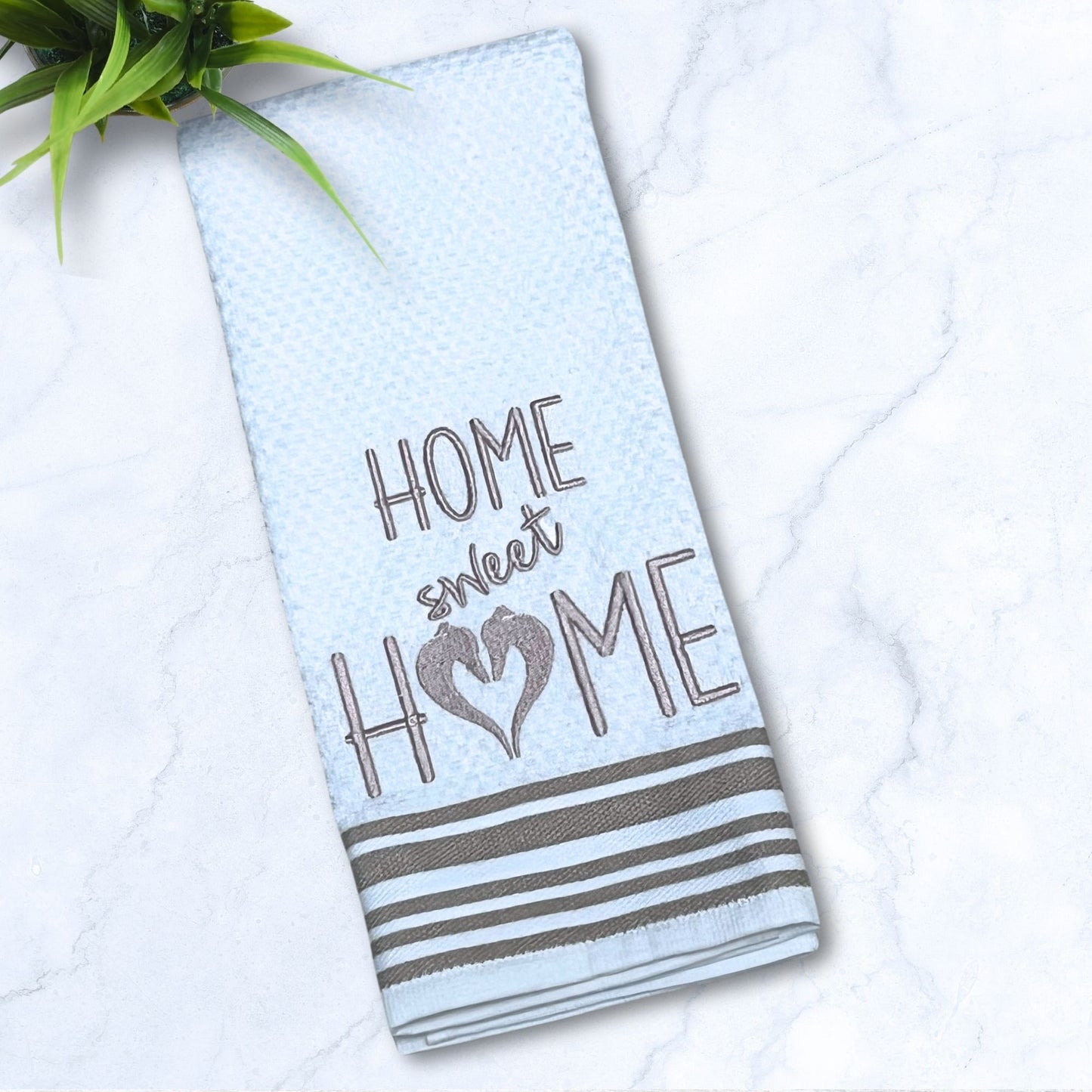 Home Sweet Houndie Home Greyhound Whippet Iggy Tan Stripes Kitchen Hand Towel