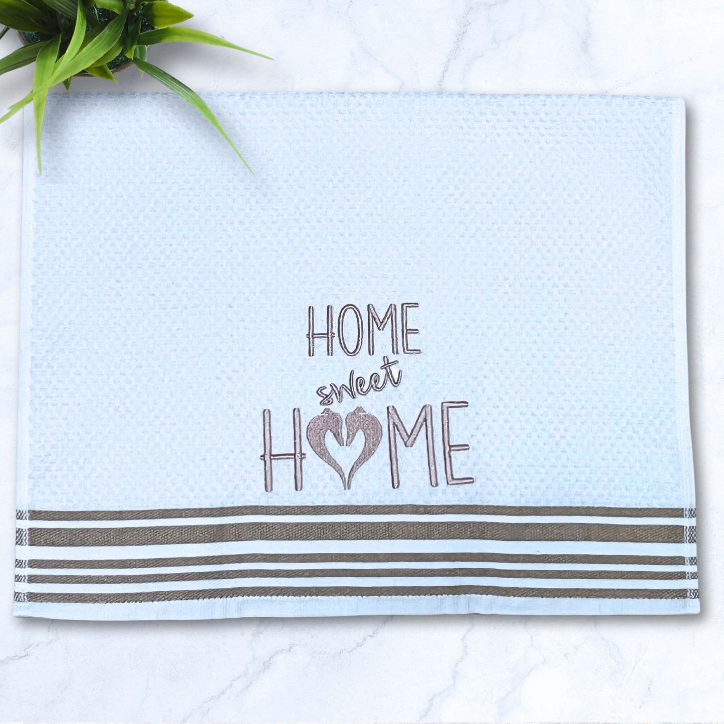 Home Sweet Houndie Home Greyhound Whippet Iggy Tan Stripes Kitchen Hand Towel