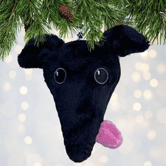 Houndie Head Ornament Black with Tongue