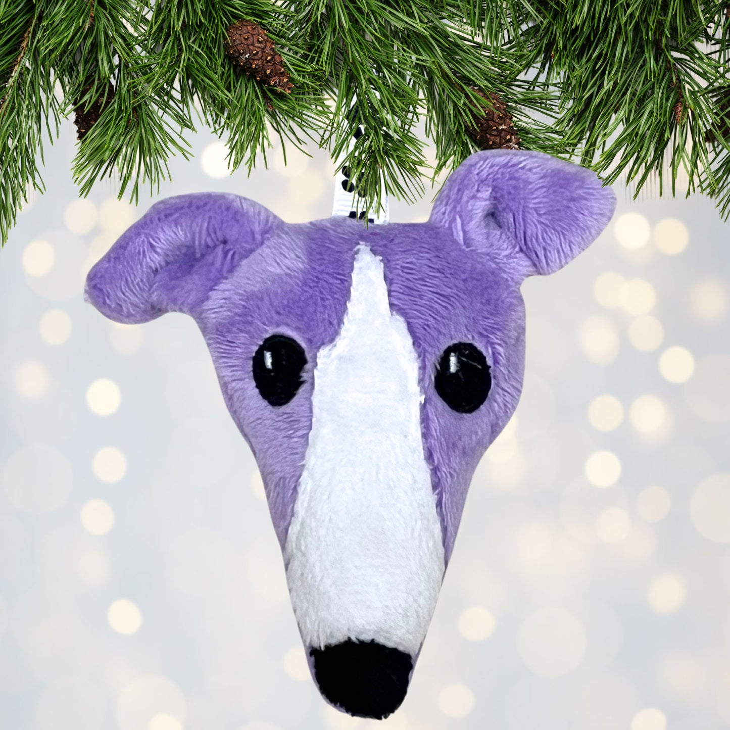 Houndie Head Ornament Lavender with Blaze