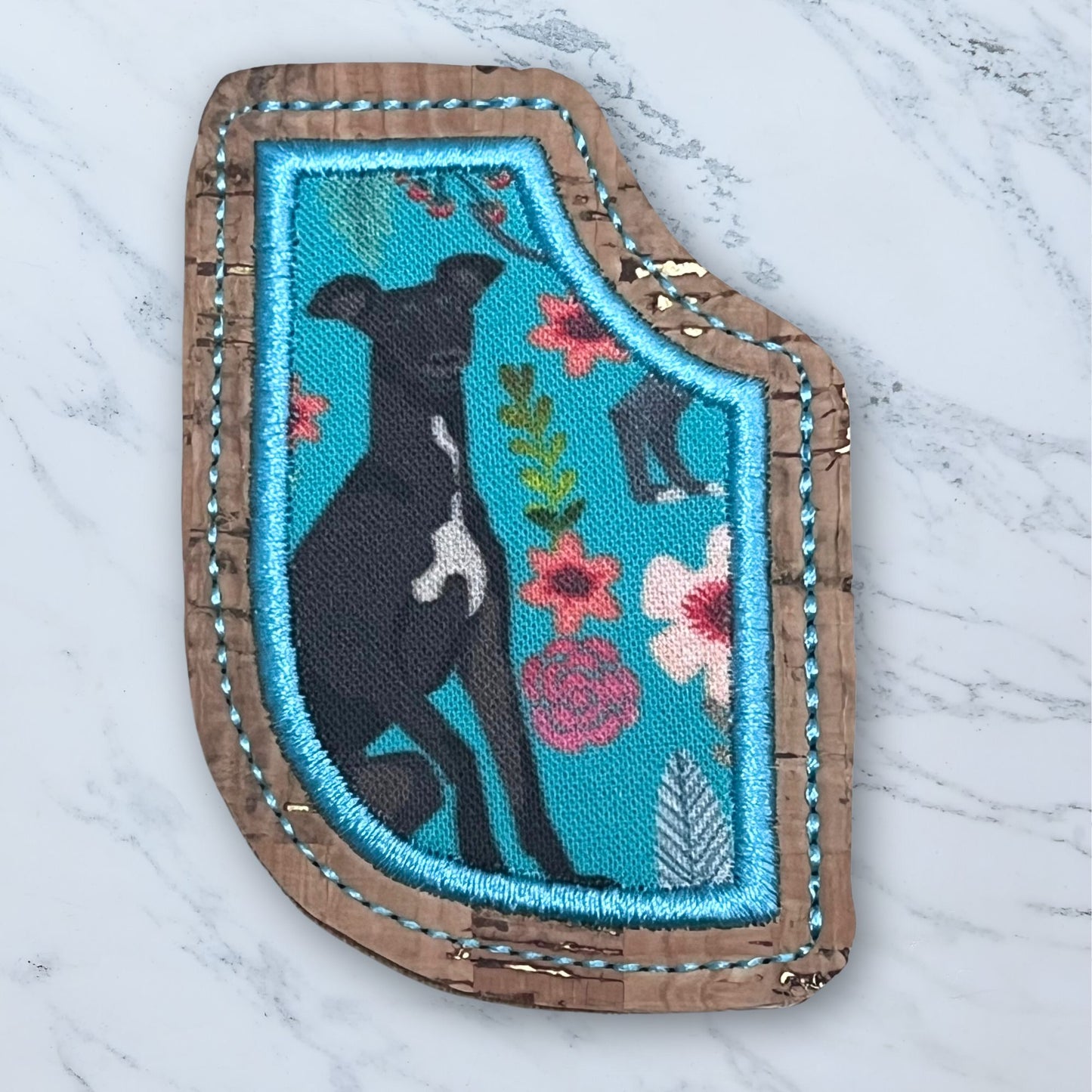 Corner Bookmark - Hound and Roses Black Italian Greyhound Whippet