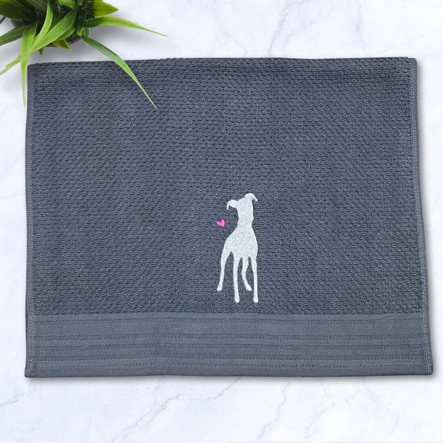 Whippet Head Tilt Italian Greyhound Whippet Grey Kitchen Hand Towel