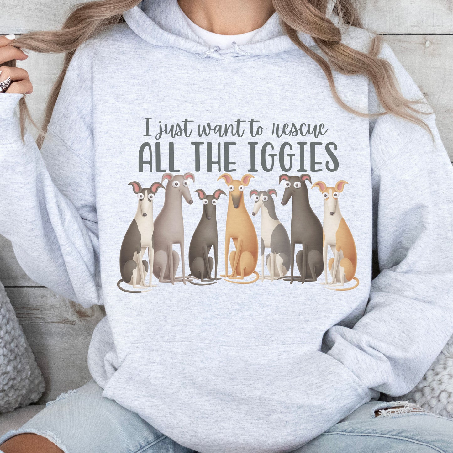 I Just Want To Rescue All The Iggies Italian Greyhound Hoodie Unisex Gildan Hooded Sweatshirt