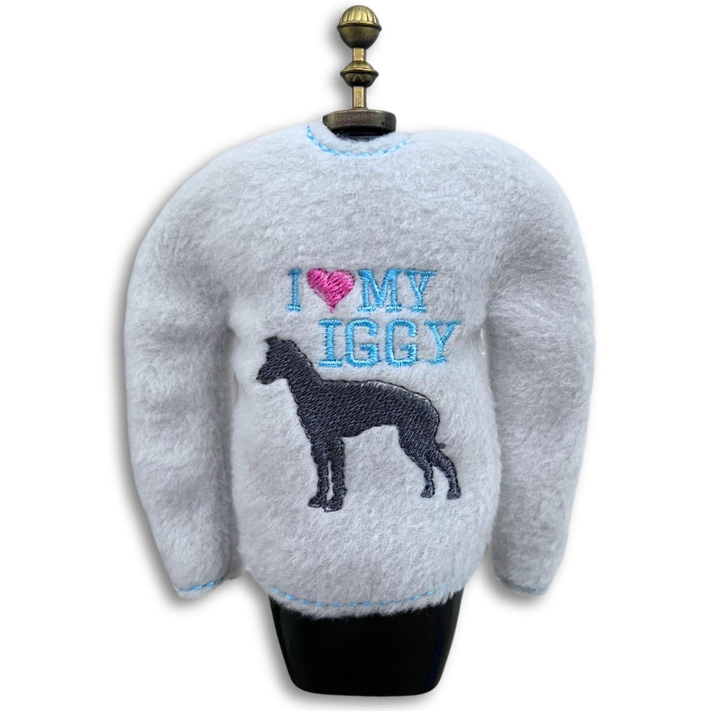 Elf Sweater I Love My Iggy Light Grey