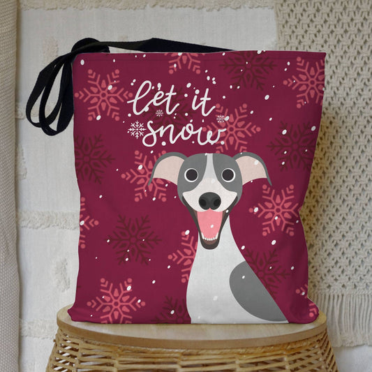 Let it Snow Greyhound Whippet Iggy Tote Bag