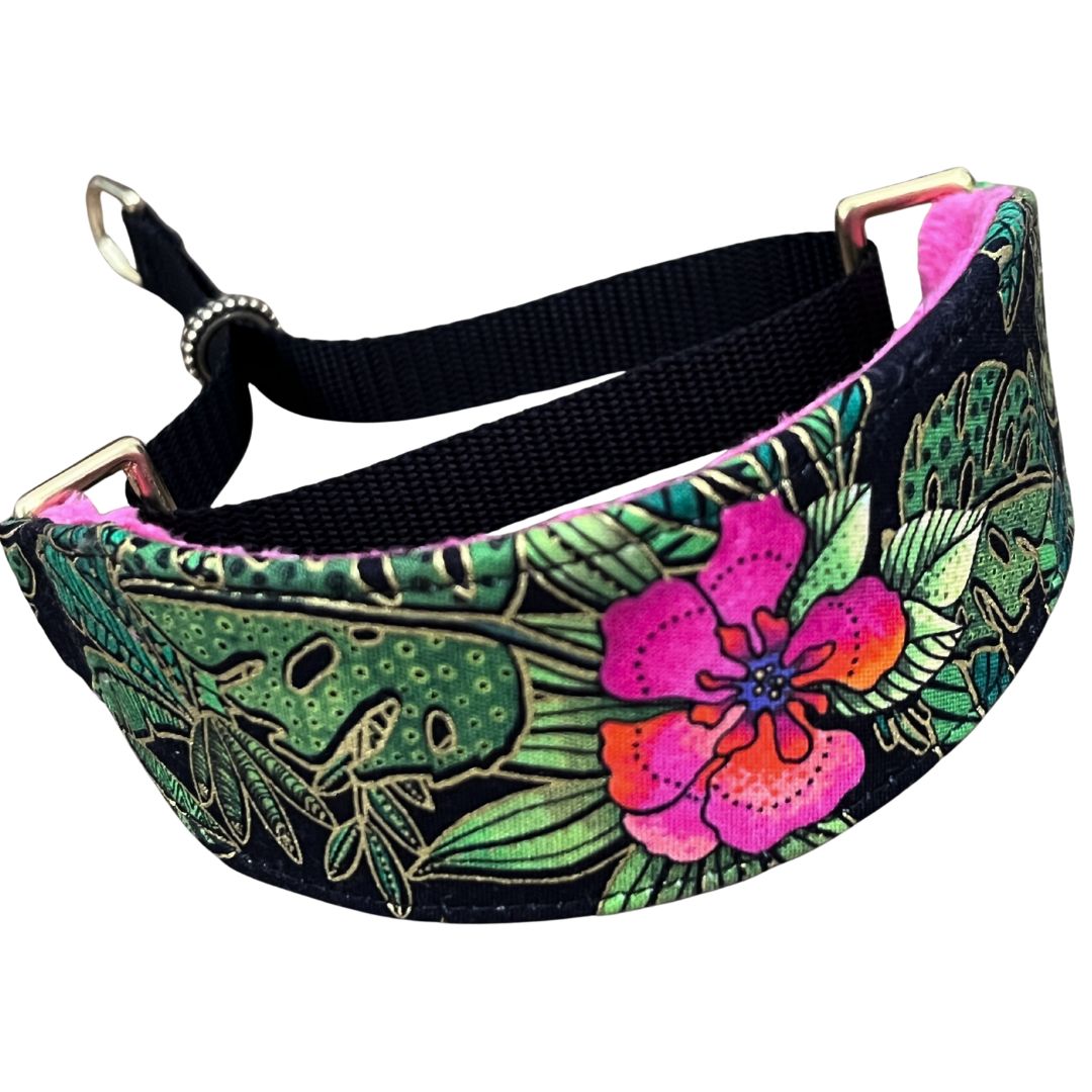 Passion Flower Paradise Pink Walking Hound Collar 8-11"