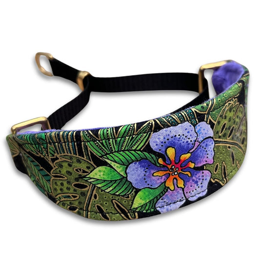 Passion Flower Paradise Purple Walking Hound Collar  8-11"