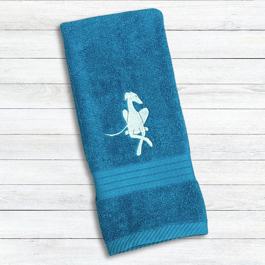 Paws Crossed Greyhound Whippet Galgo Teal Hand Towel