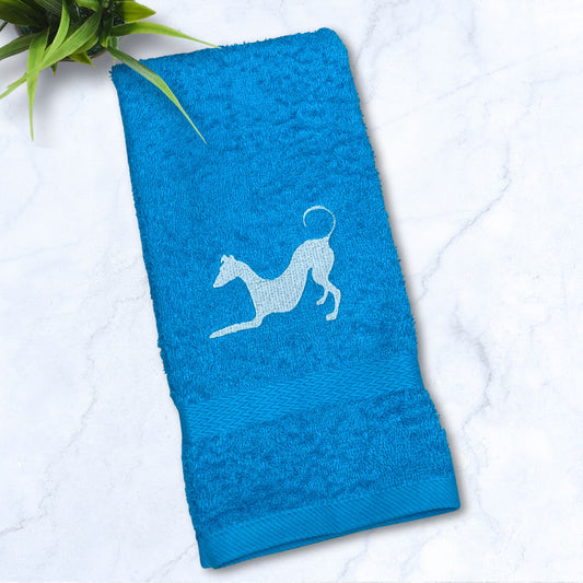 Playbow Hound Whippet Iggy Greyhound Turquoise Hand Towel