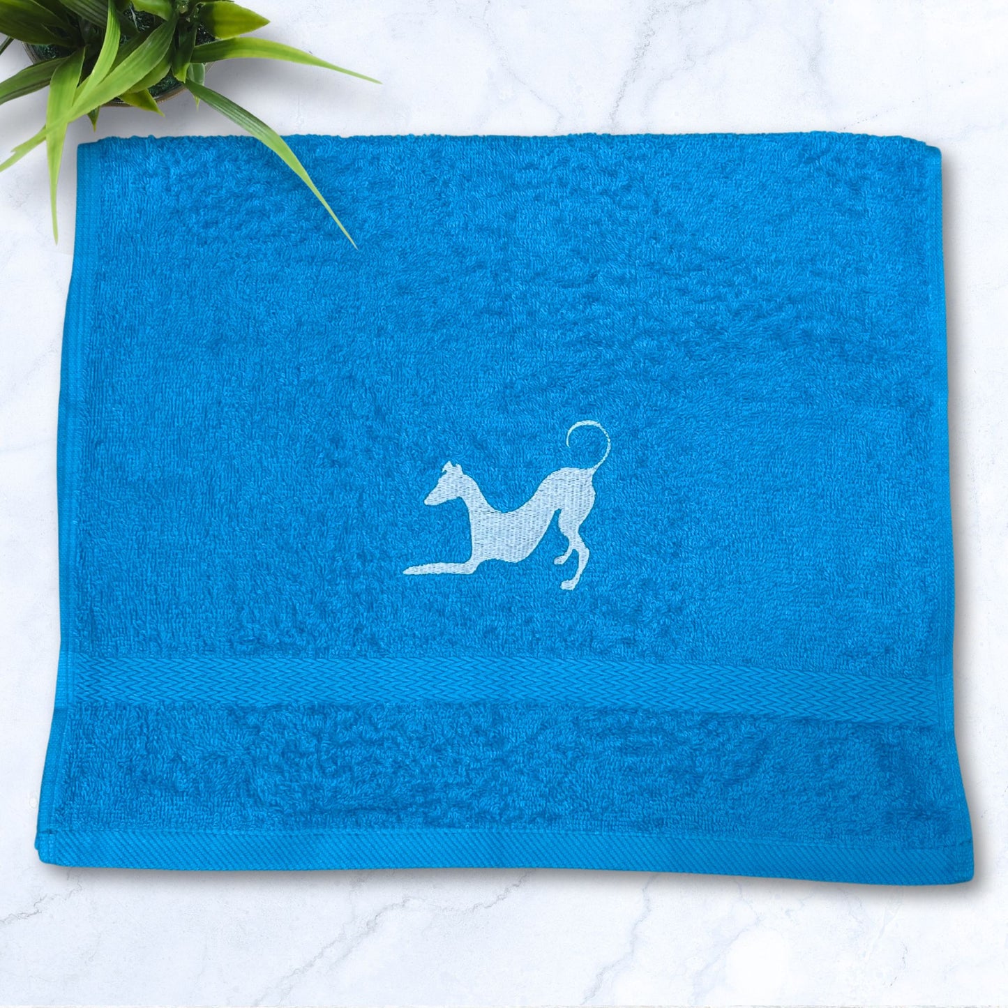 Playbow Hound Whippet Iggy Greyhound Turquoise Hand Towel