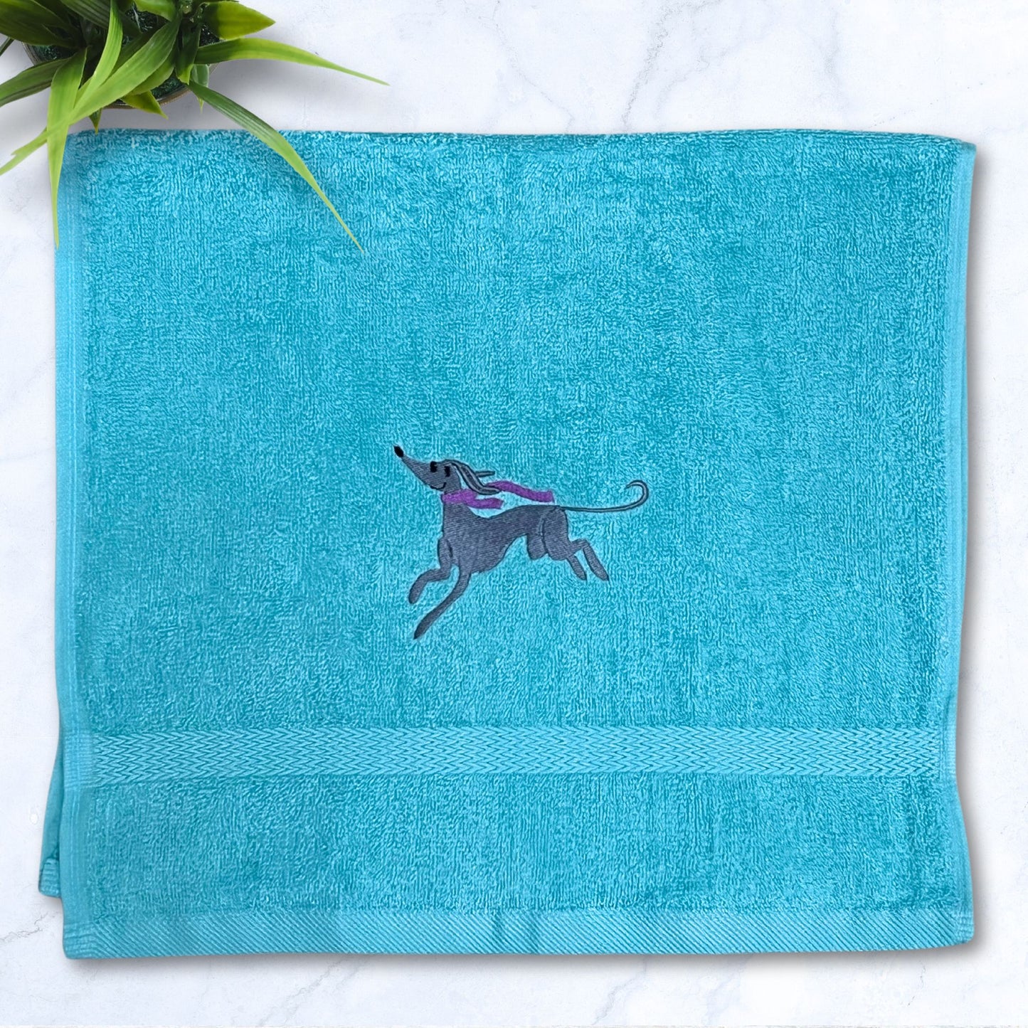 Scarf Weather Iggy Whippet Greyhound Aqua Hand Towel