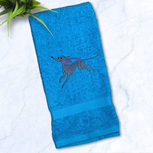 Scarf Weather Iggy Whippet Greyhound Turquoise Hand Towel