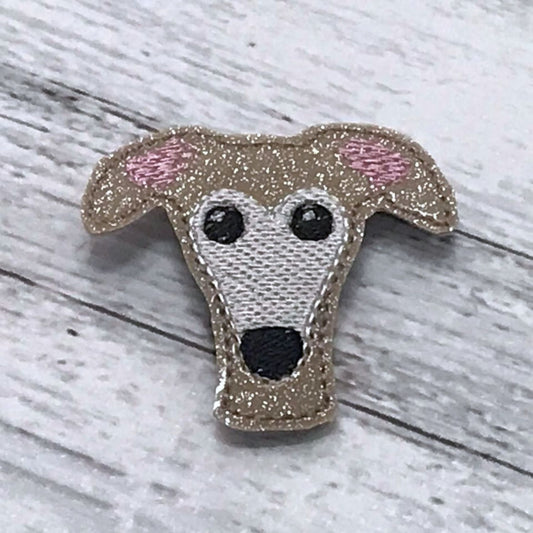 Magnet - Houndie Head Tan Glitter with Mask