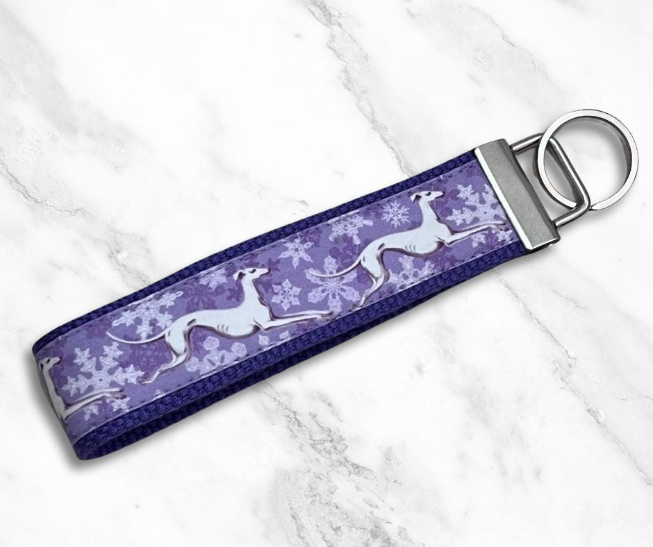 Key Leash - Greyhound Snowflake Hounds Purple 10"