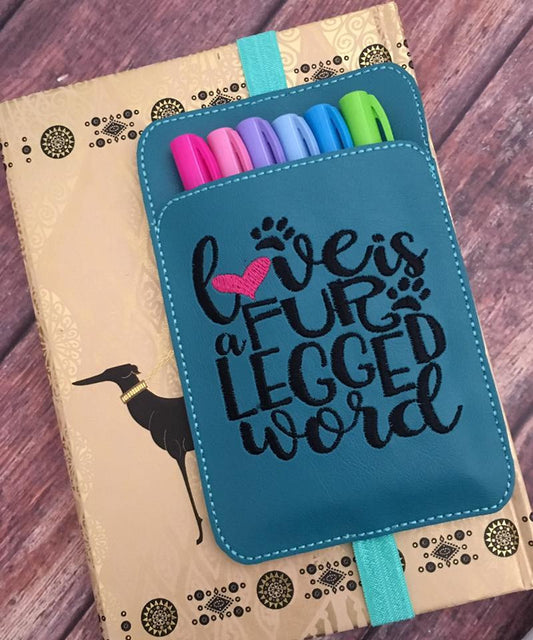 Planner Pocket Band - Love Is A Fur Legged Word Teal