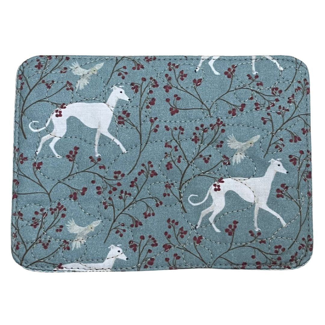 Mug Rug - Winter Berry Whippets Quilted Paw Prints