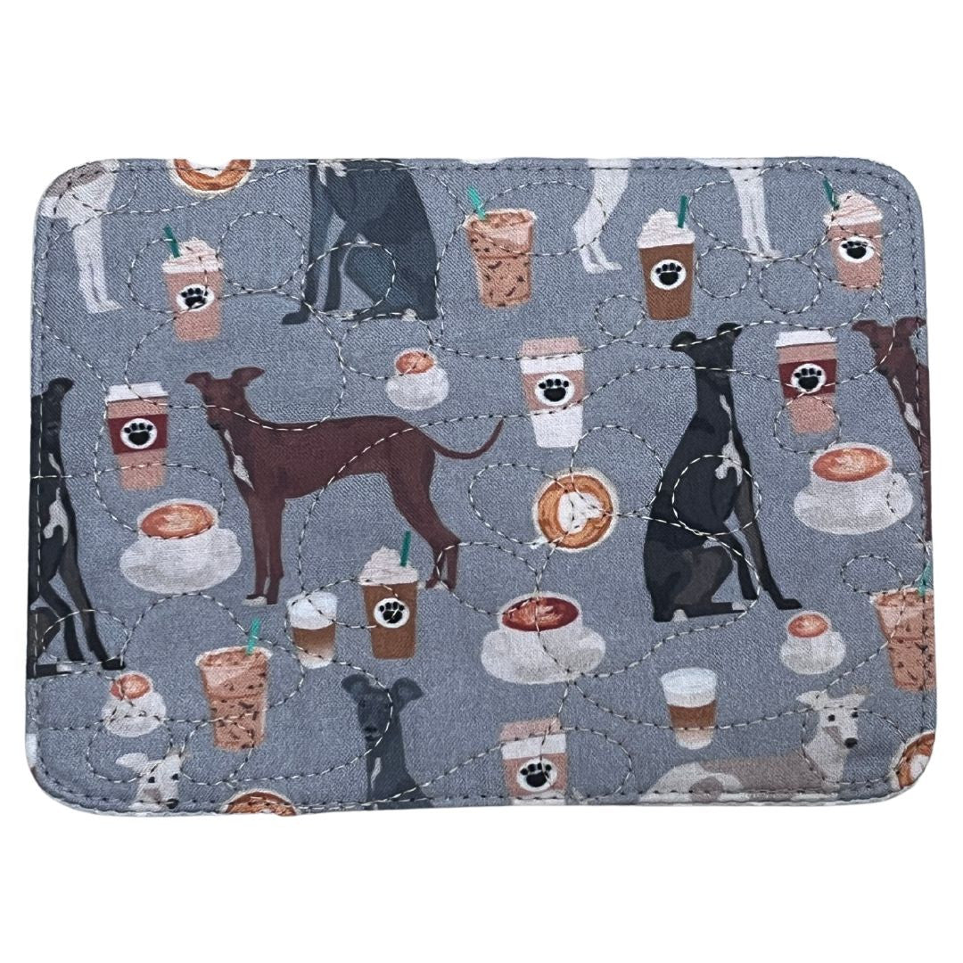 Mug Rug - Cafe Hounds Grey Italian Greyhounds Quilted Paw Prints