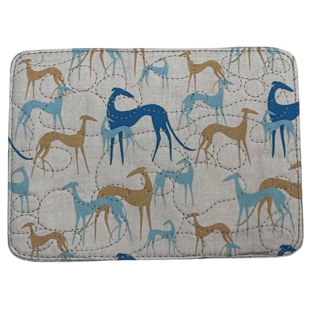 Shaka Rug Mug Rug - Greyhound Shadows Mustard Aqua Quilted Paw Prints – Shaka Dog ...