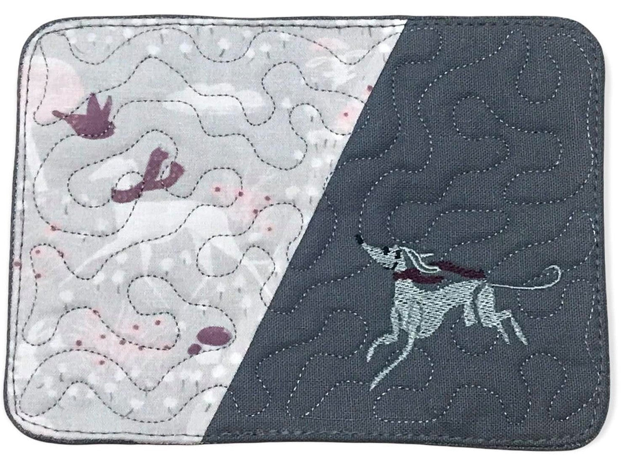 Mug Rug - Chilly Day Hound Quilted Stippling