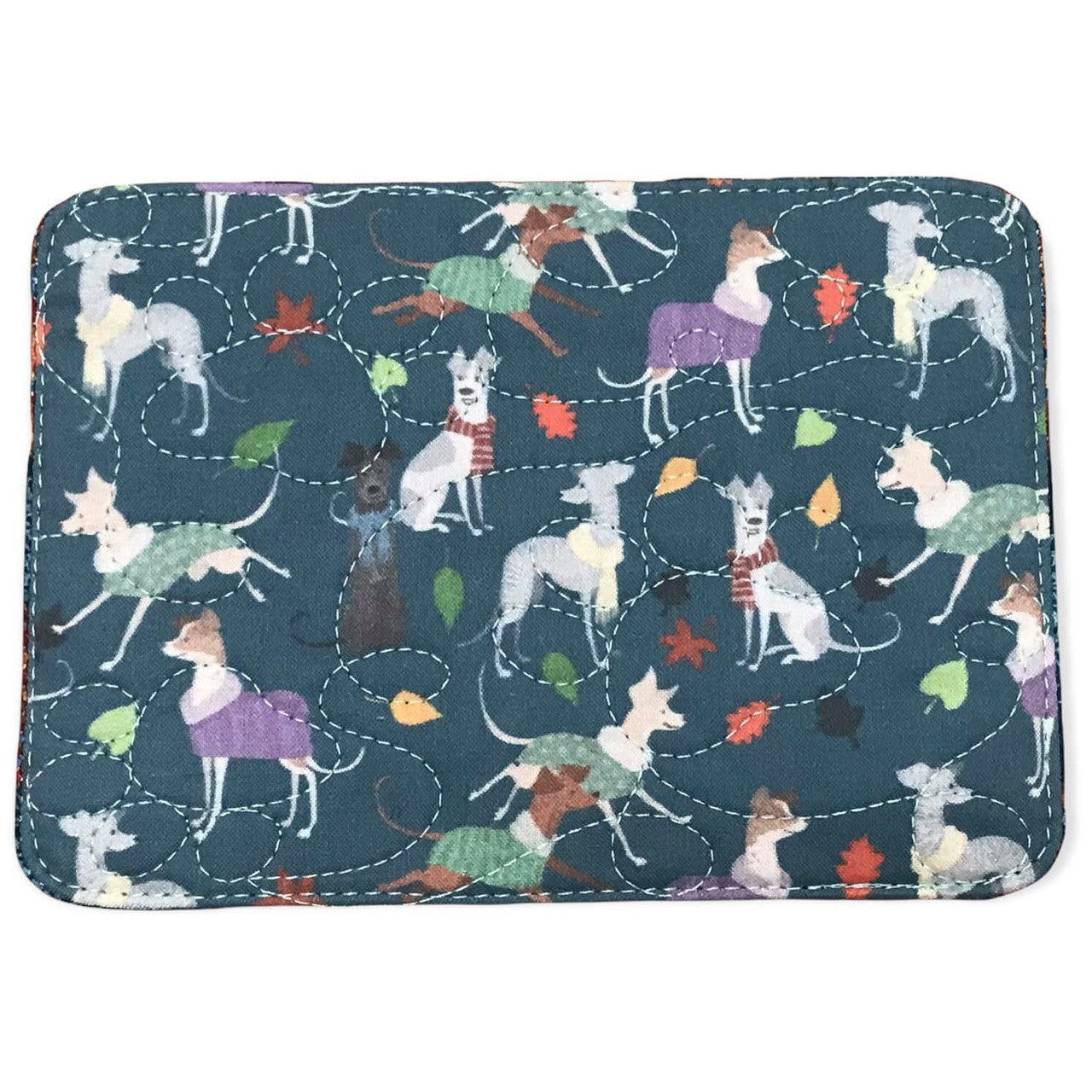 Mug Rug - Festive Fall Hounds Quilted Paw Prints