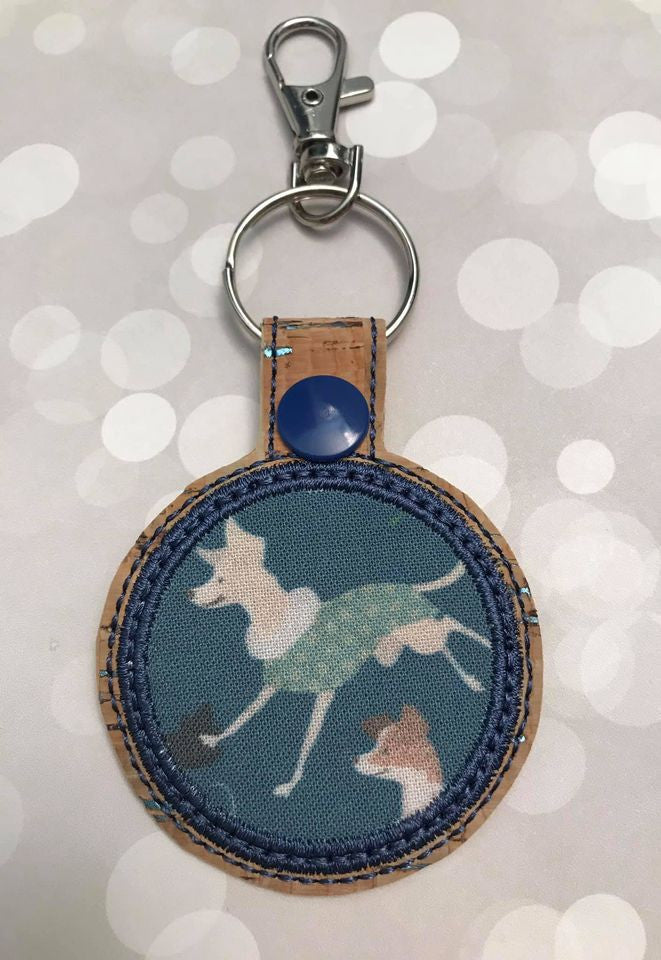 Bag Tag - Festive Fall Italian Greyhounds Cork Blue Flecks