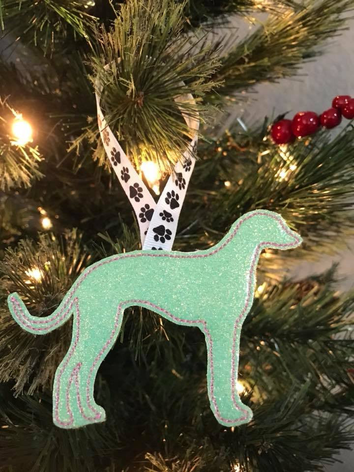Ornament Greyhound Silhouette Mint Glitter