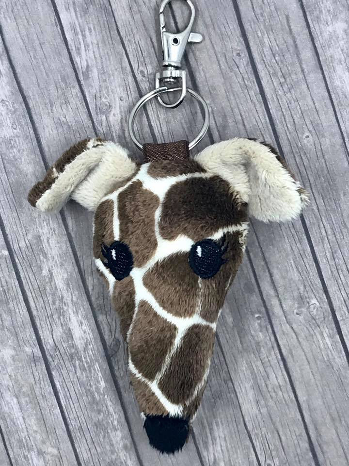 Houndie Head Bag Tag Key Fob Giraffe with Eyelashes