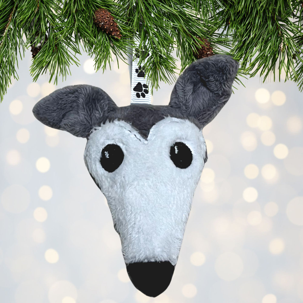 Houndie Head Ornament Grey with Mask