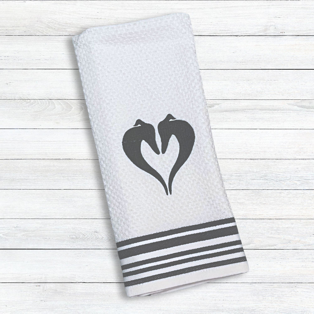 Heart Hounds Italian Greyhound Whippet White/Grey Stripes Kitchen Hand Towel