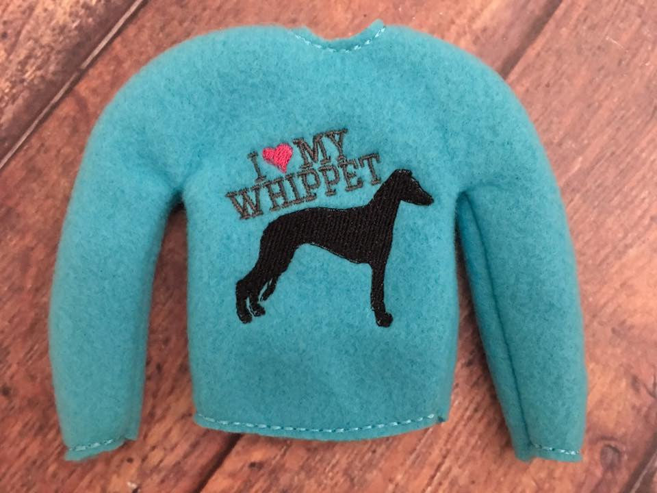 Elf Sweater I Love My Whippet Turquoise