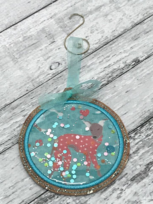 Ornament Glitter Iggy in Polka Dot Jammies with Swirl Hanger