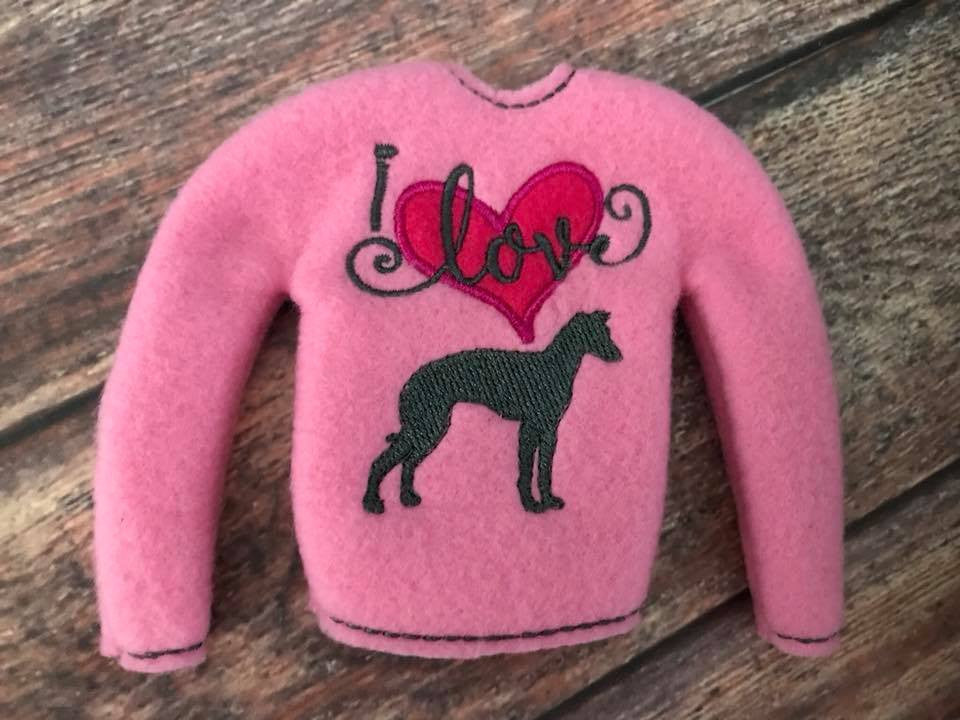 Elf Sweater I Love Italian Greyhounds Pink