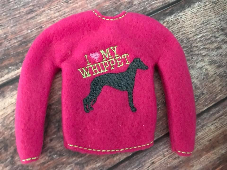 Elf Sweater I Love My Whippet Hot Pink