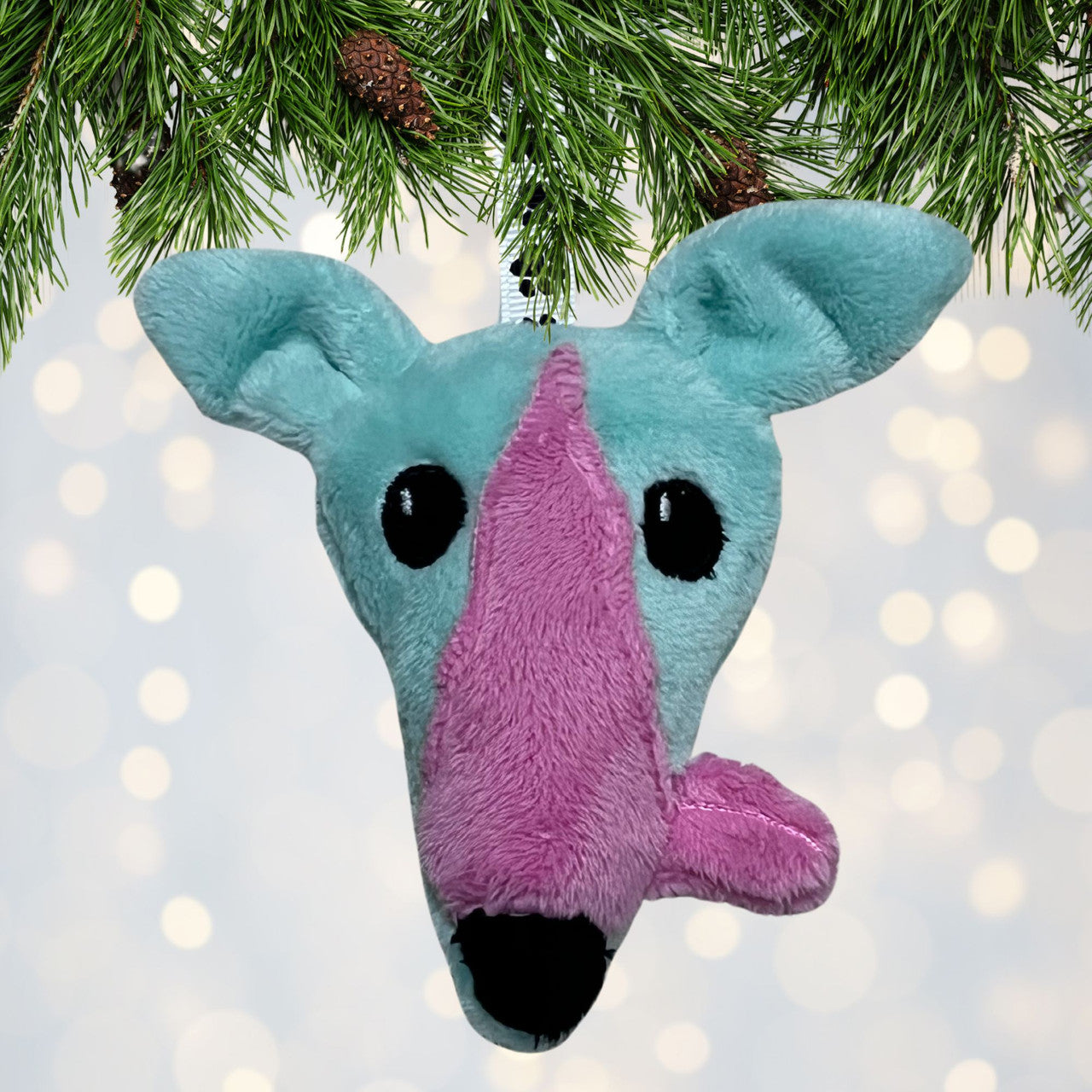 Houndie Head Ornament Mint with Pink Blaze and Tongue