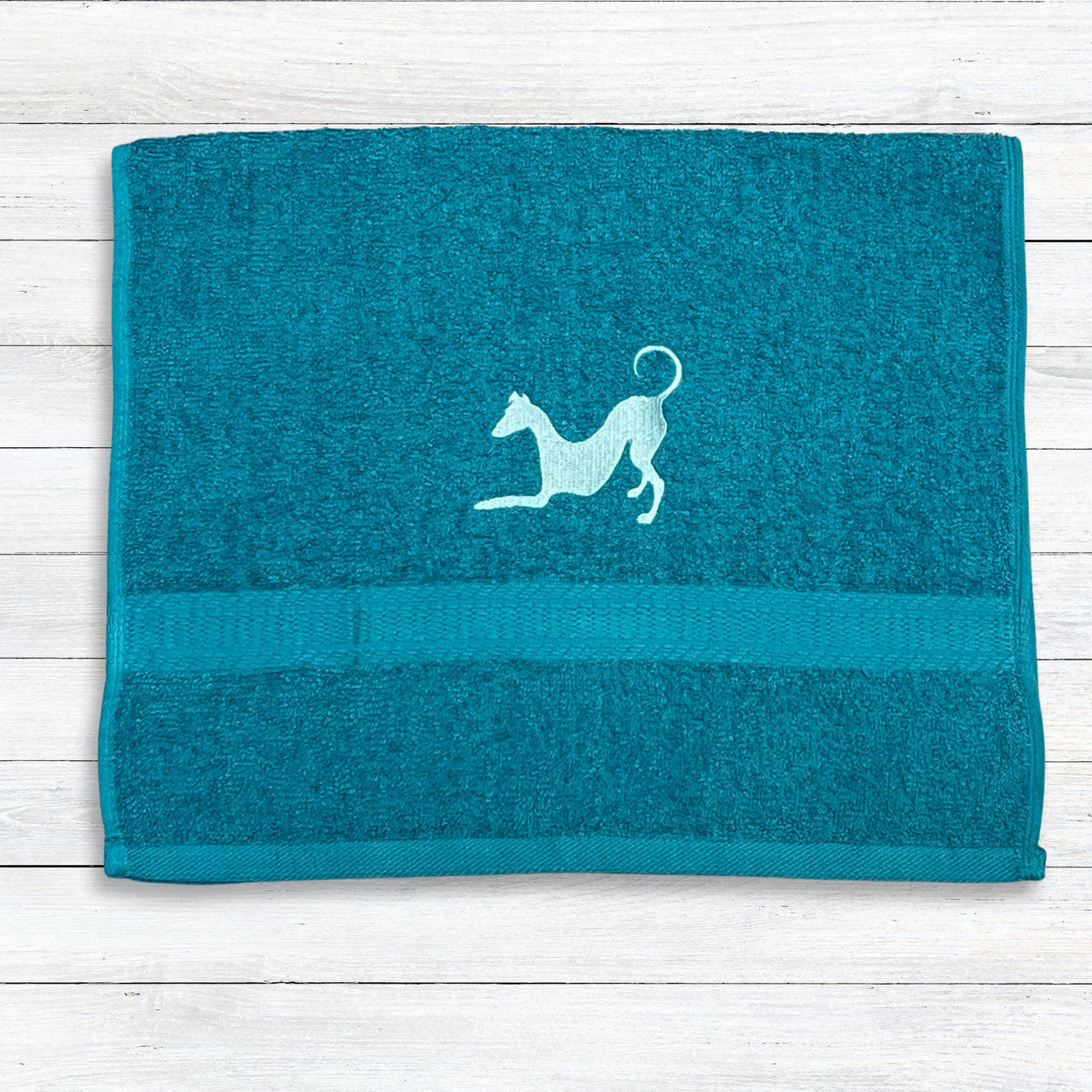 Playbow Hound Iggy Greyhound Whippet Teal Hand Towel