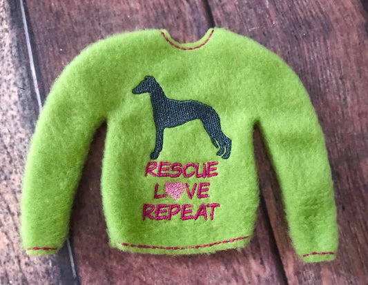 Elf Sweater Whippet Rescue Love Repeat Lime / Pink