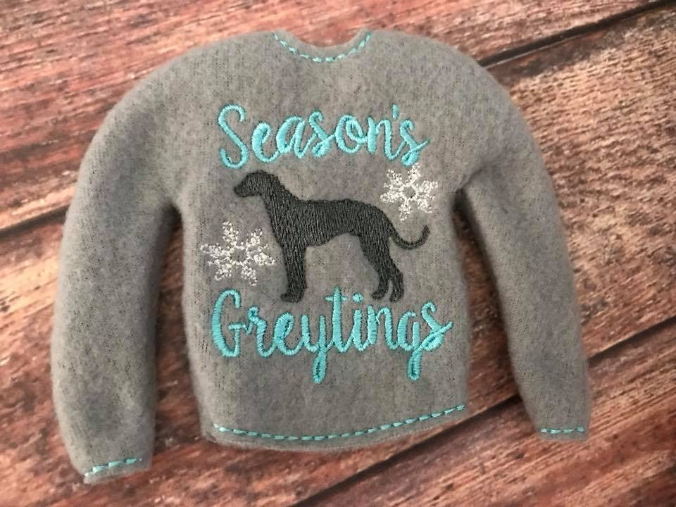 Elf Sweater Season's Greytings Greyhound Grey