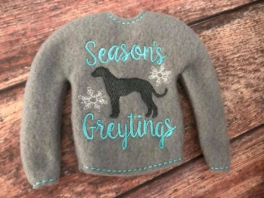 Elf Sweater Season's Greytings Greyhound Grey