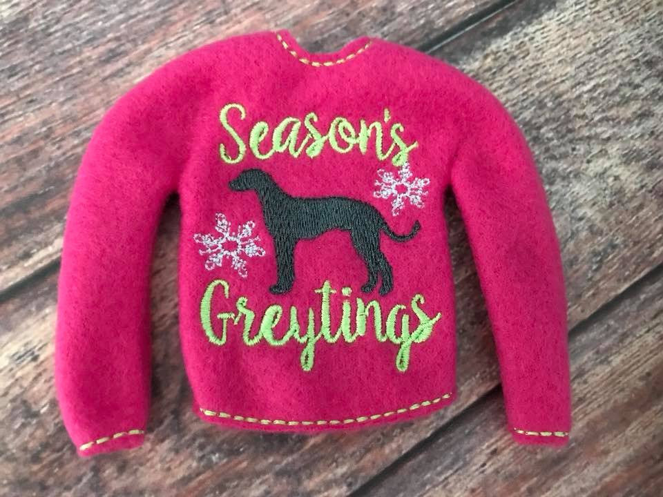 Elf Sweater Season's Greytings Greyhound Hot Pink