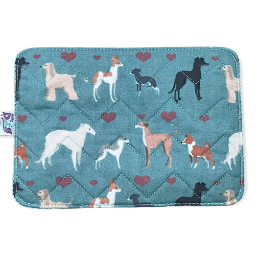 Mug Rug - I Love Sighthounds Quilted Chevron