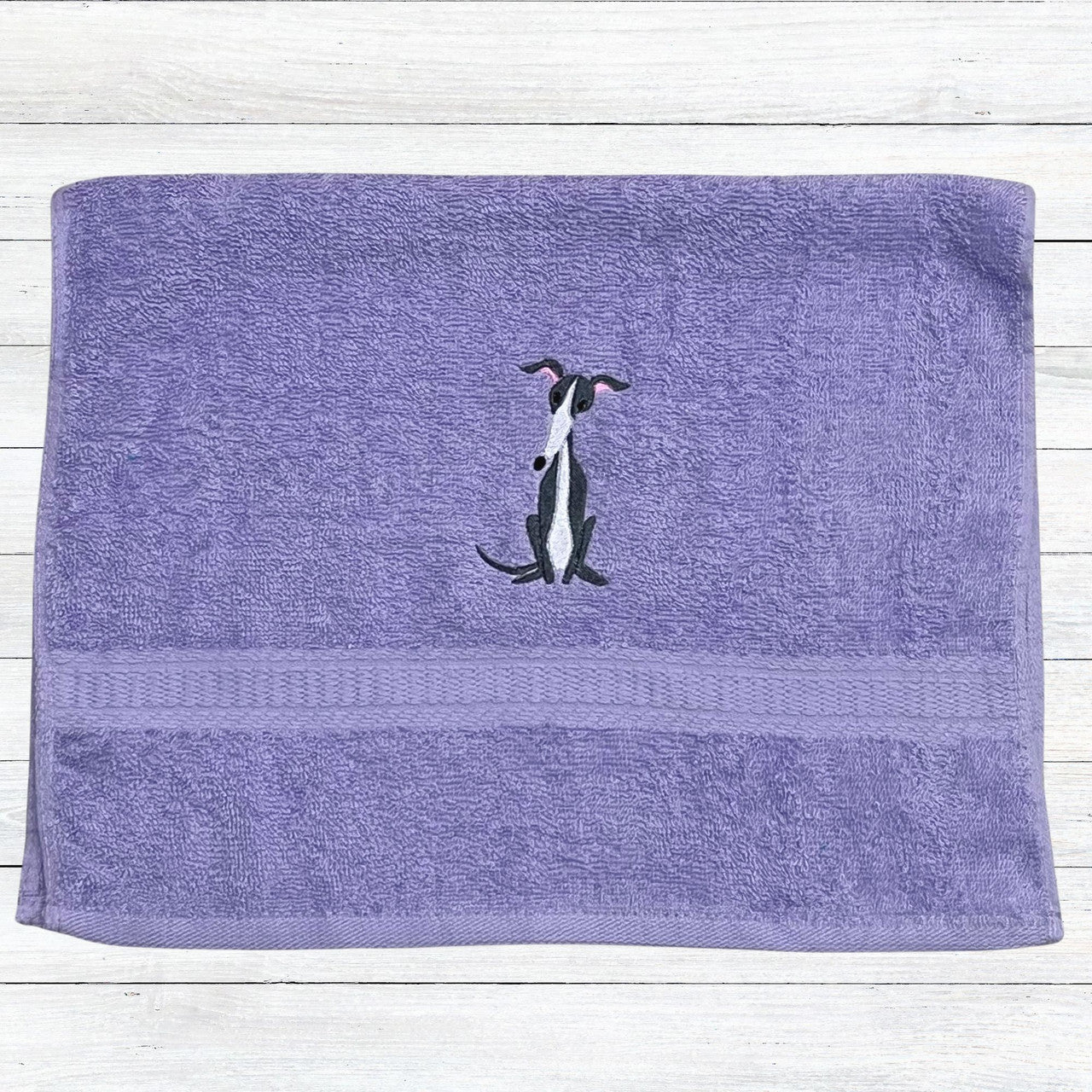 Sitting Italian Greyhound IG Whippet Lavender Hand Towel