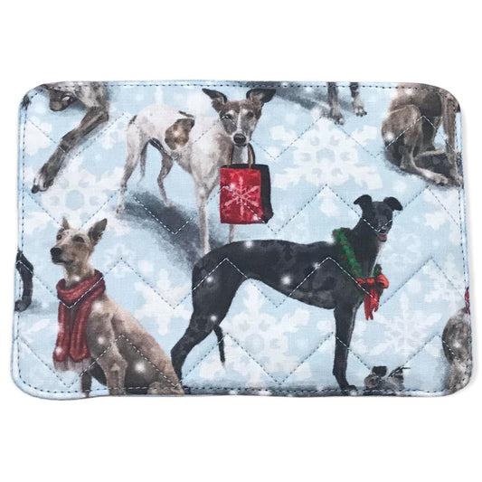 Mug Rug - Snowflake Greyhounds Quilted Chevron