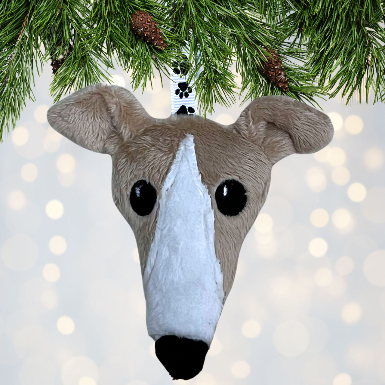 Houndie Head Ornament Tan with Blaze